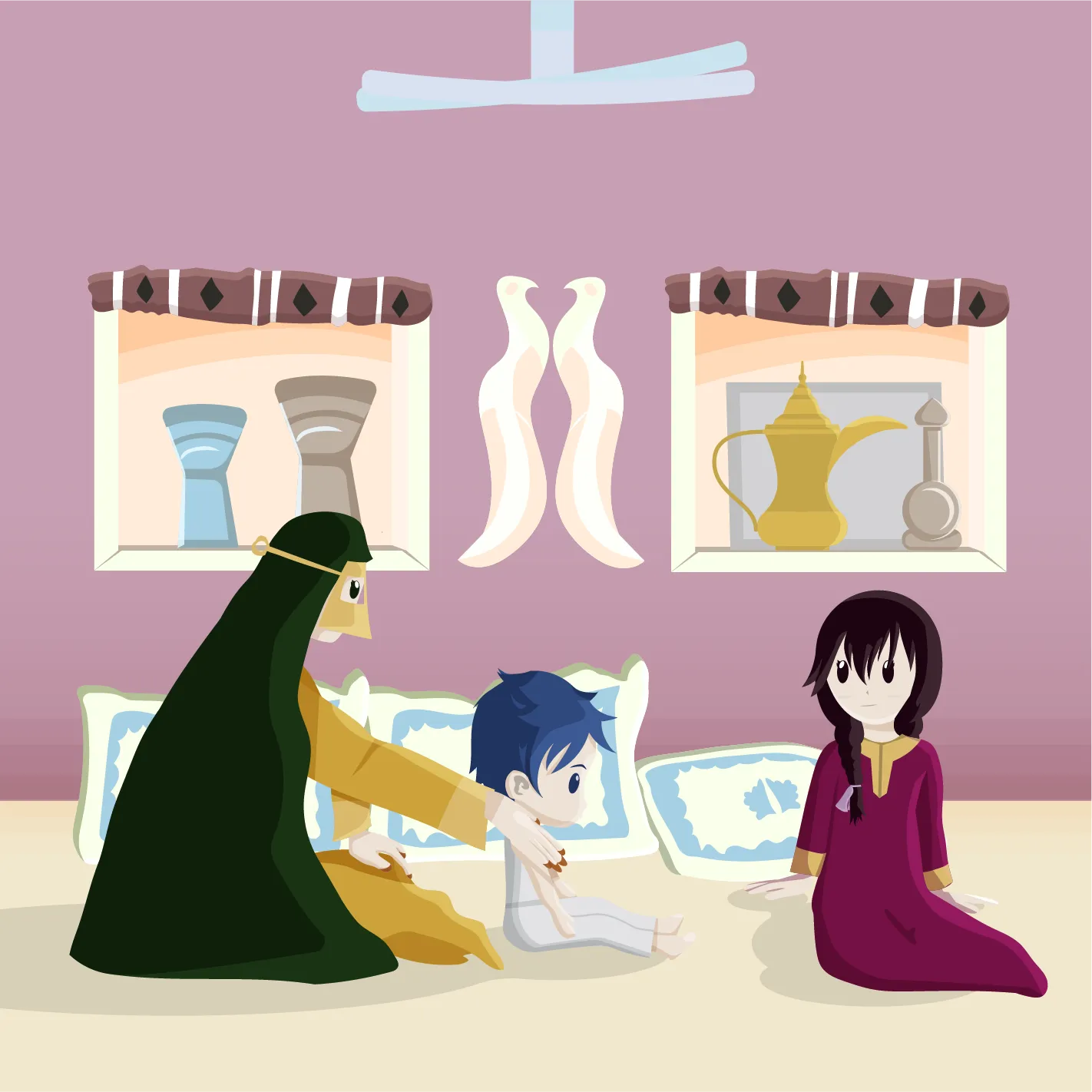 Illustration celebrating Qatari culture and heritage